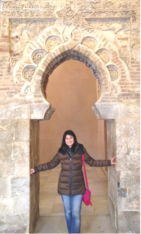 Jackie in Monreale's cloister.